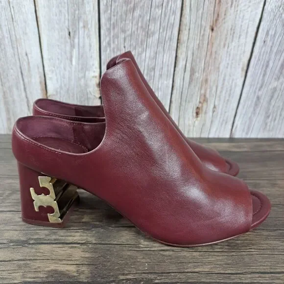 Tory Burch Finley 65mm Rod Calf Leather Slip On Mule Women's 8.5 M Port Royal